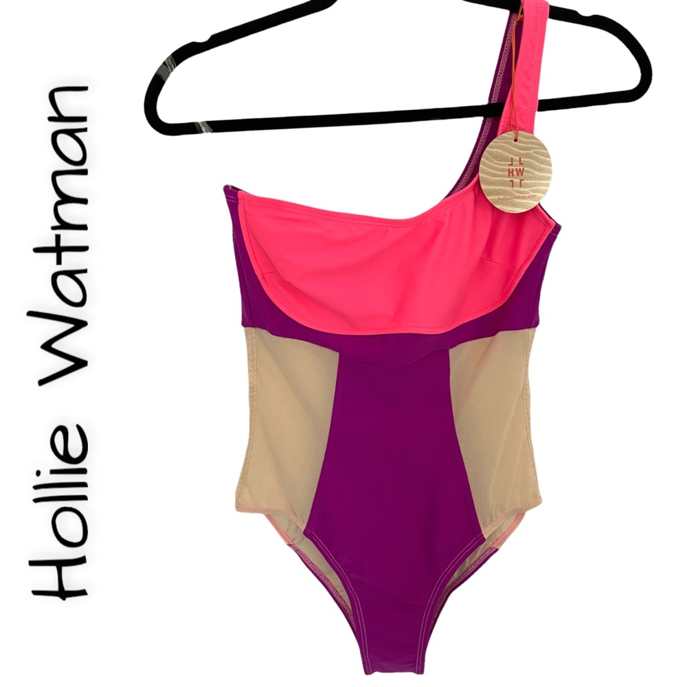 ☀️ HOLLIE WATMAN NWT Sporty One-Shoulder Swimsuit, Size Small